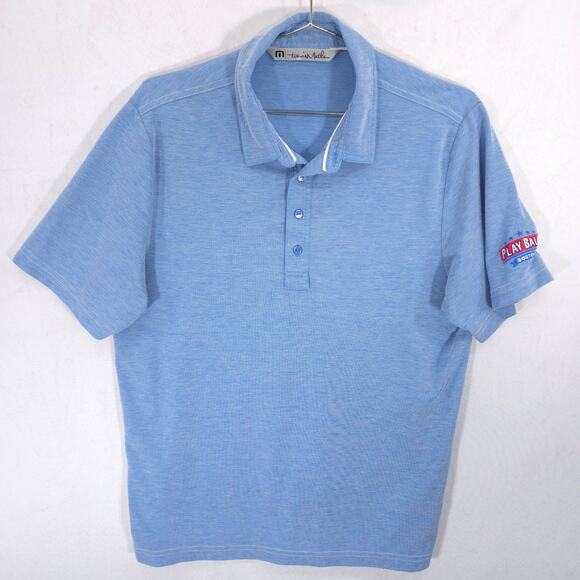 Travis Mathew Polo Mens M Blue Golf Shirt Play Ball Foundation Boston Baseball - Picture 2 of 7